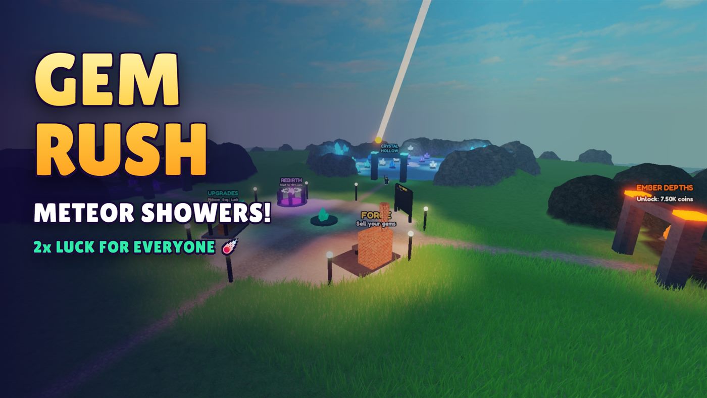 Gem Rush thumbnail with a meteor over the hub